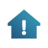 icon of a house with an exclamation mark 