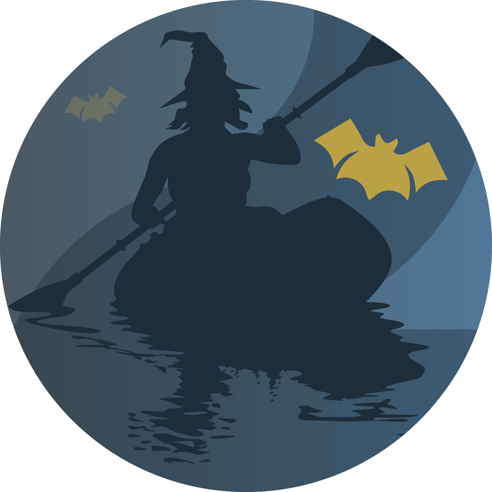 image of a witch in a kayak