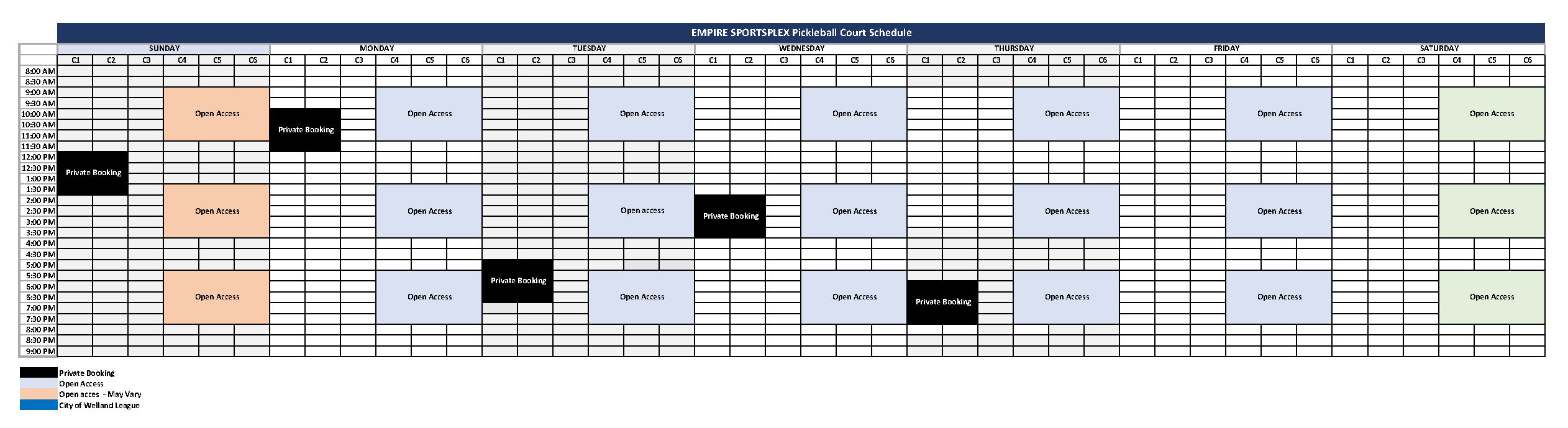 pickleball schedule